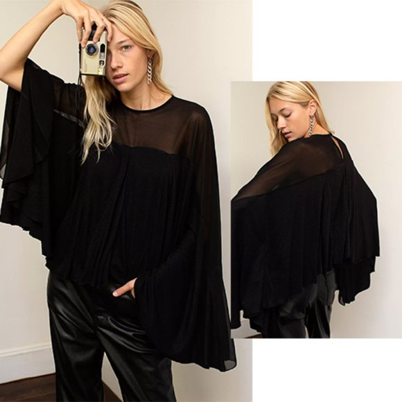Free People Tops - Free People On The Weekend Blouse in Black NWT Med
